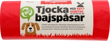 Bajspåse med Knythandtag 50-p Röd