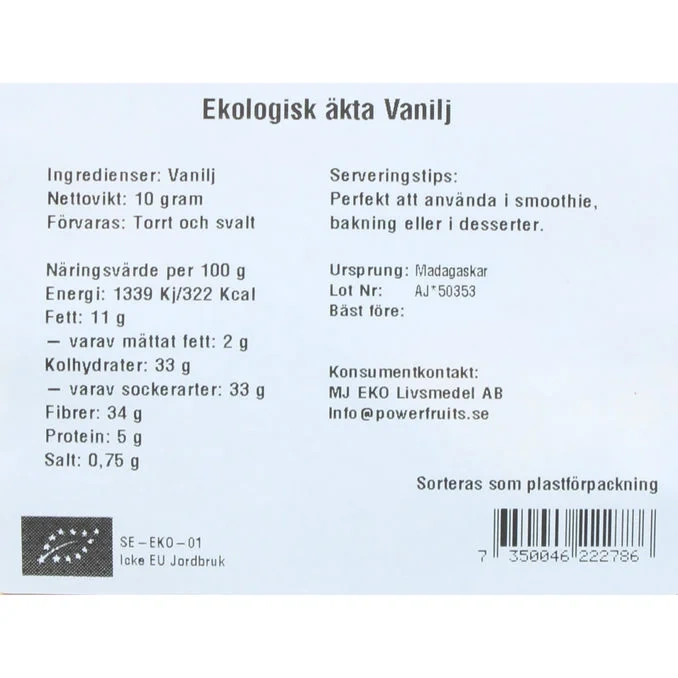 Äkta Vaniljpulver Eko