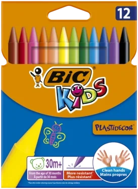 Bic Kids Plastidecor-fargestifter – Assorterte Farger Pakke med 12