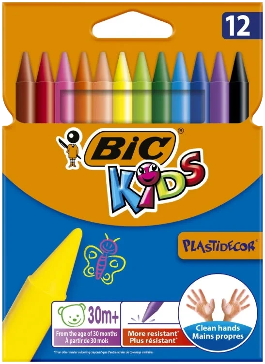Bic Kids Plastidecor-fargestifter – Assorterte Farger Pakke med 12