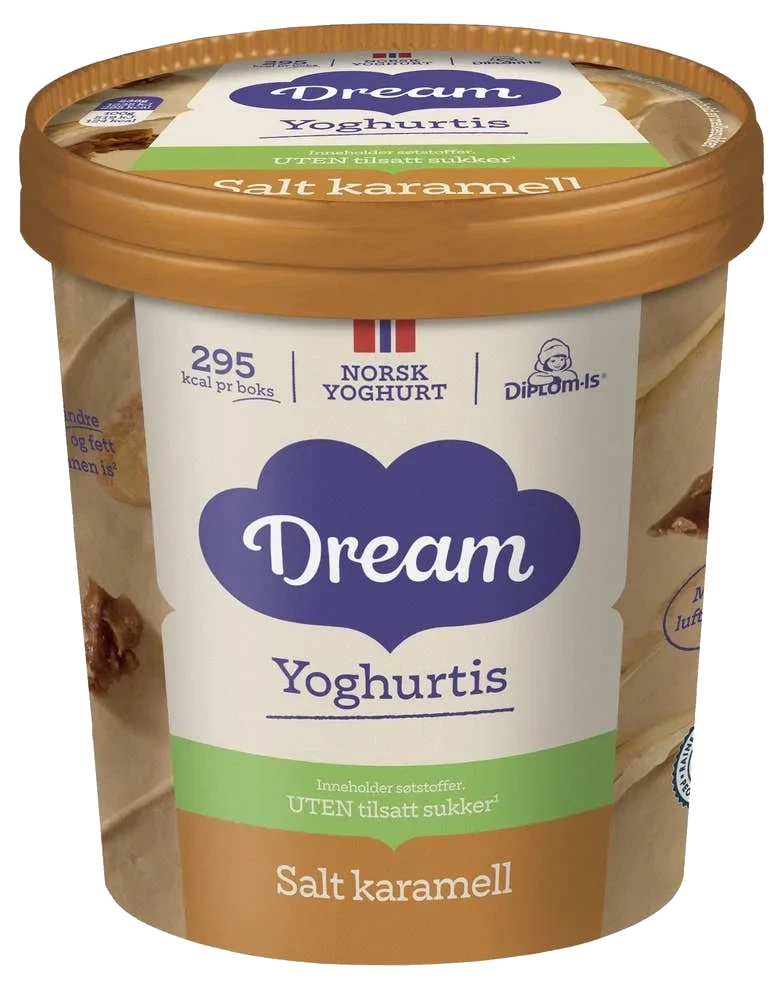 Yoghurtis salt karamell uten sukker