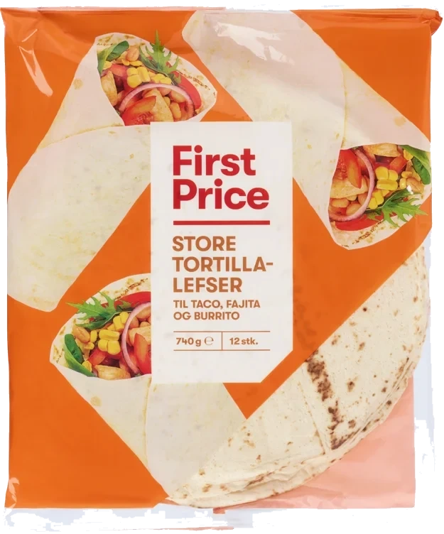 TORTILLA SOFT Hvete 25cm 12stk 740g first price