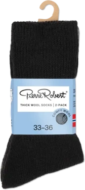 Thick Wool Socks Kids X2 Black Grey 33-36