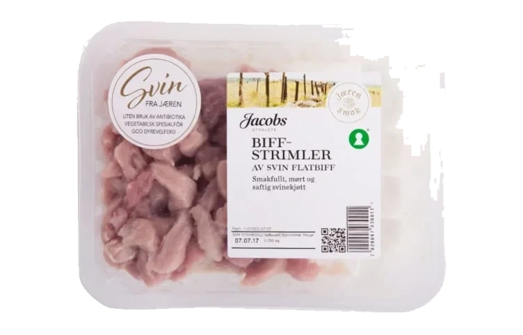 Svinestrimler Flatbiff 250g Jacobs Utvalgte