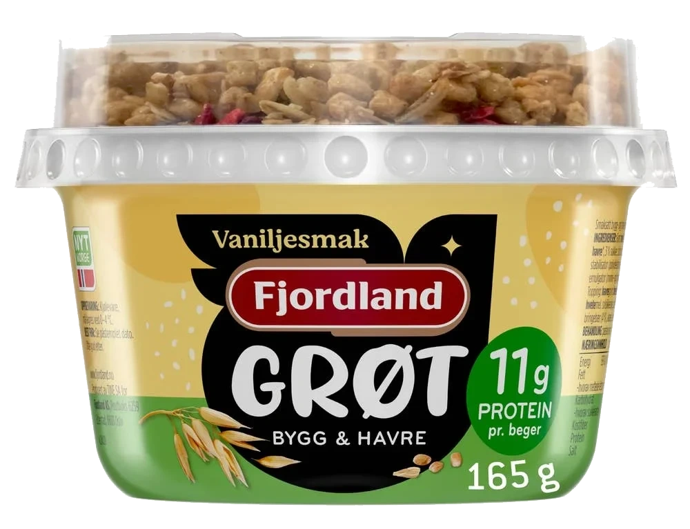 Grøt med vaniljesmak og topping