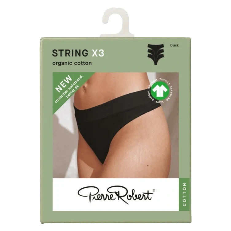 String Cotton Black M 3stk Pierre-Robert