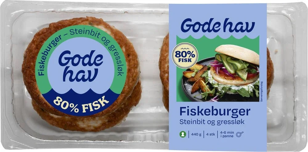 Fiskeburger med steinbit og gressløk