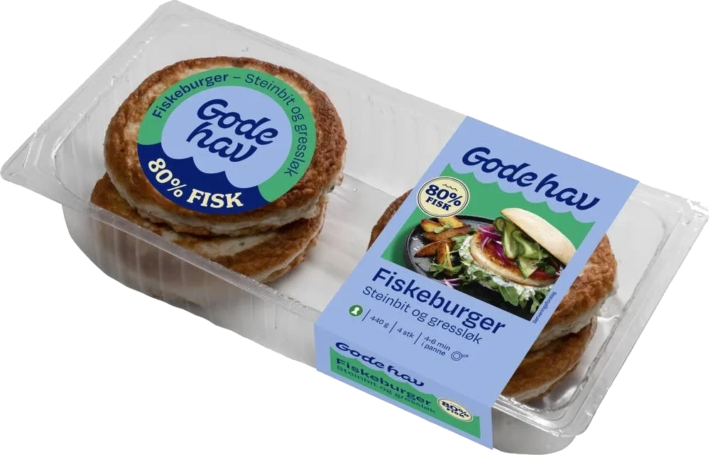 Fiskeburger med steinbit og gressløk