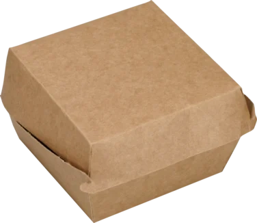 Hamburgerboks, 11,8x11,7x8,2cm, 1100ml, brun, kraft, med hengslet lokk, small