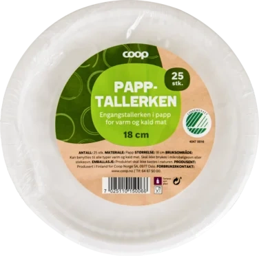 Tallerken Papp 18cm Coop