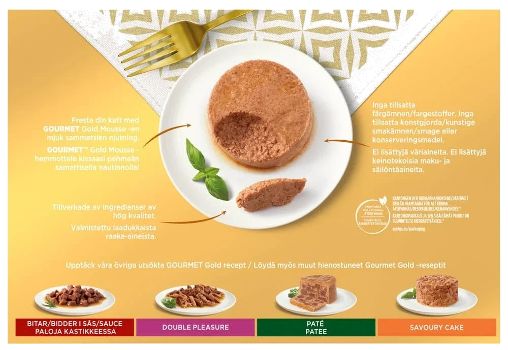 Gourmet Gold Mousse med tunfisk, lever, kalkun og oksekjøtt