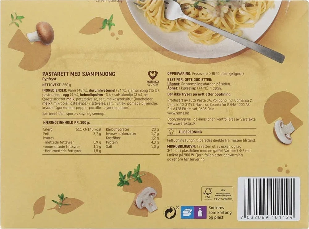 Fettucine med sopp