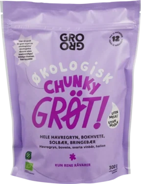 Pulvergrøt Chunky Solbær&Bringebær 300g Grogro
