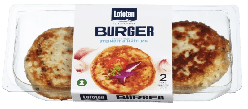Lofoten Burger Steinbit og Hvitløk XL 2pk