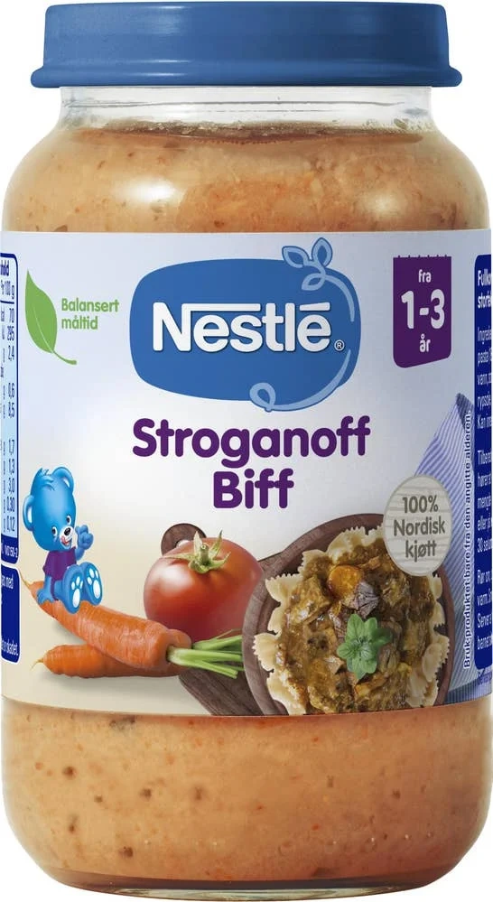 Økologisk middagsglass Stroganoff biff