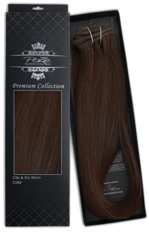 Poze Hairextensions Poze Clip&Go Løshår Ekte Premium 2B Dark Espresso Brown 50 cm Dark Espresso Brown 50cm