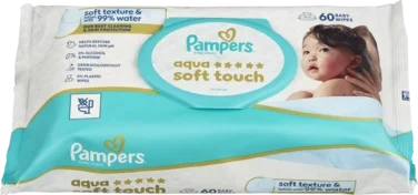 Våtserviett Aqua Soft Touch Wipes 60stk Pampers