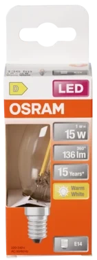 Led Lyspære cl B 15 E14 Klar