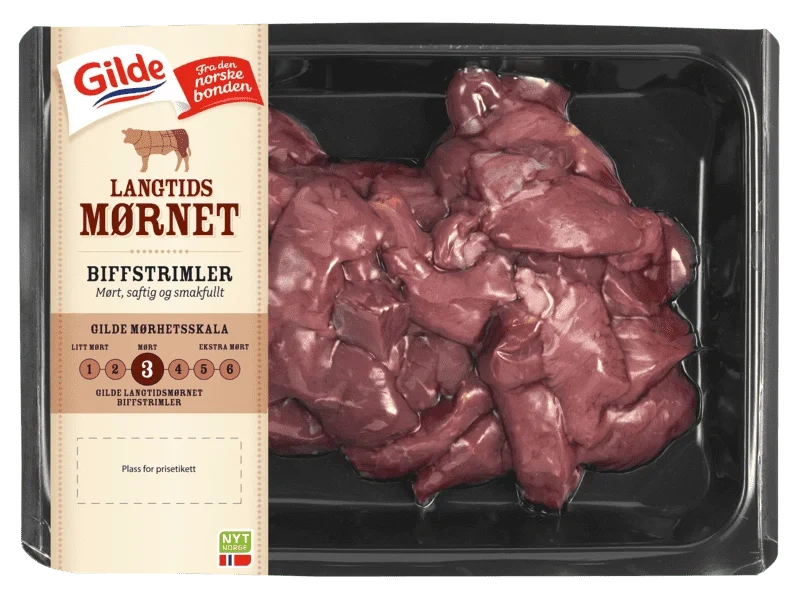 Gilde Langtidsmørnet Biffstrimler av Storfe ca 375g