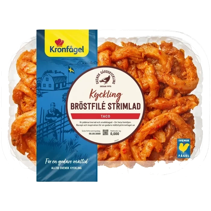 Kycklingbröstfilé taco strimlad ca 600g Kronfågel