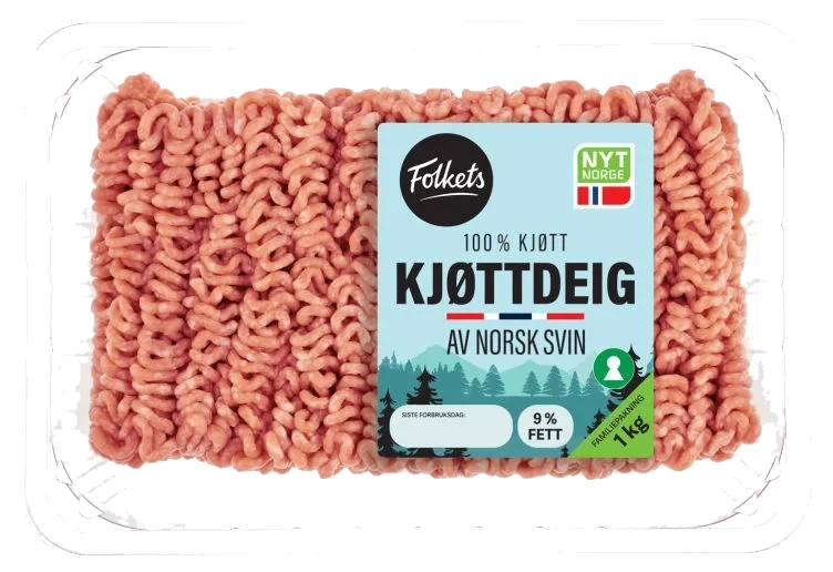 Kjøttdeig Svin 9% 1kg Folkets