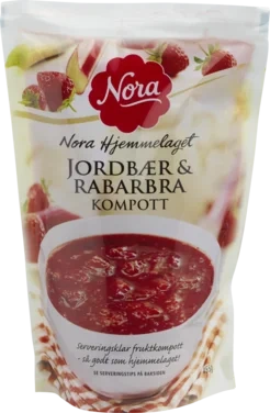 Nora Jordbær & Rabarbra Kompott 455g