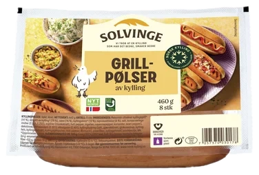 Grillpølse av Kylling Røkt 460g Solvinge
