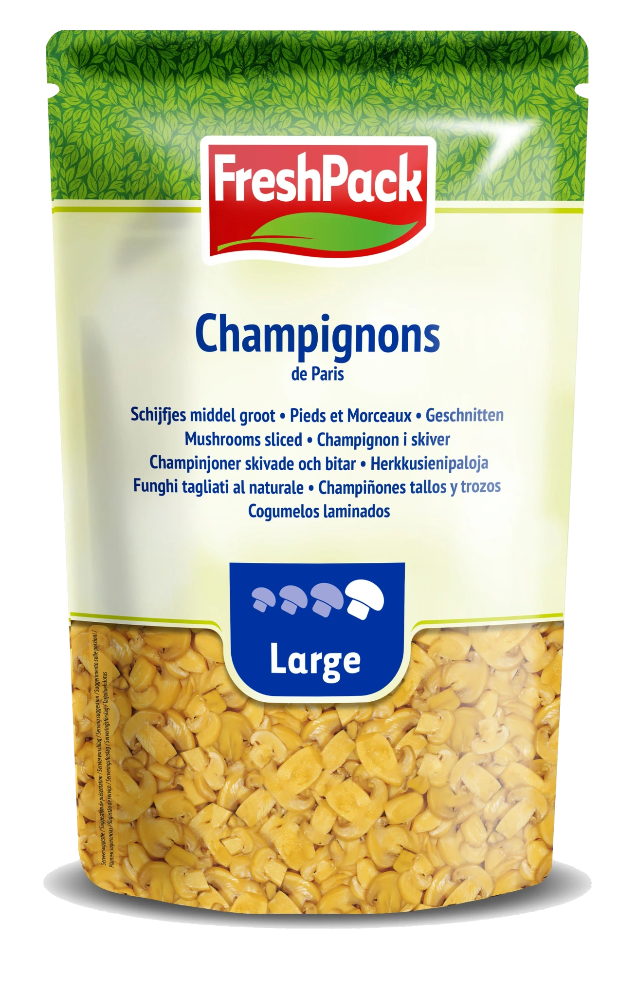 Champinjoner skivade i påse