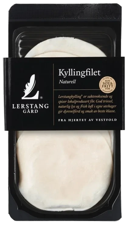 Kyllingfilet Naturell skivet 100g Lerstang