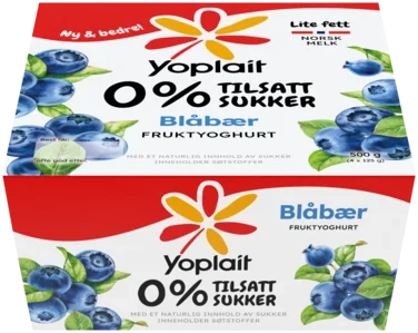 Yoplait Double 0% Blåbær 4x125g