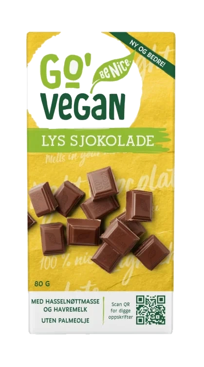 Go'Vegan Lys Sjokolade 80 g