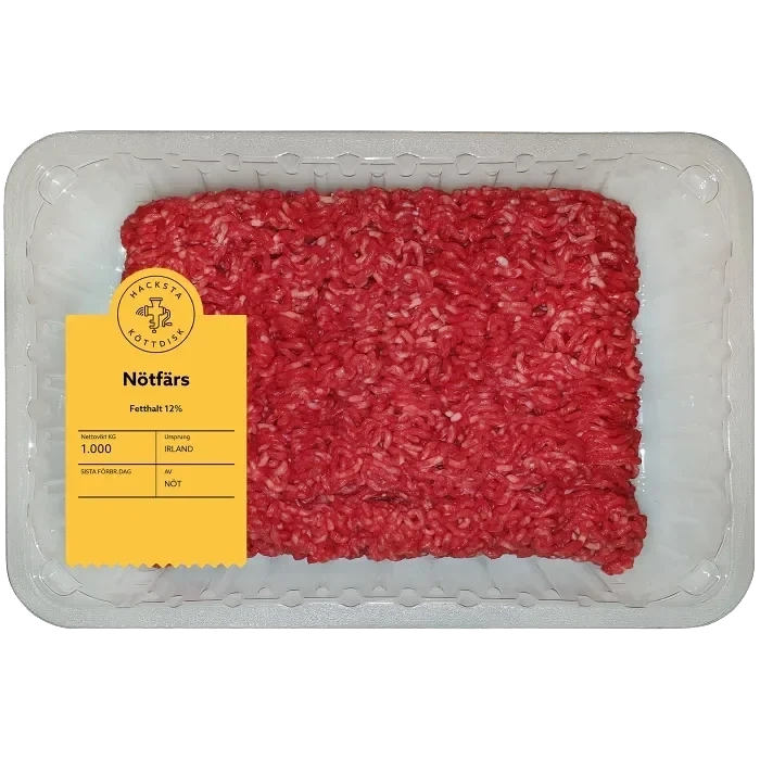 Nötfärs 1kg 12% Hacksta Köttdisk