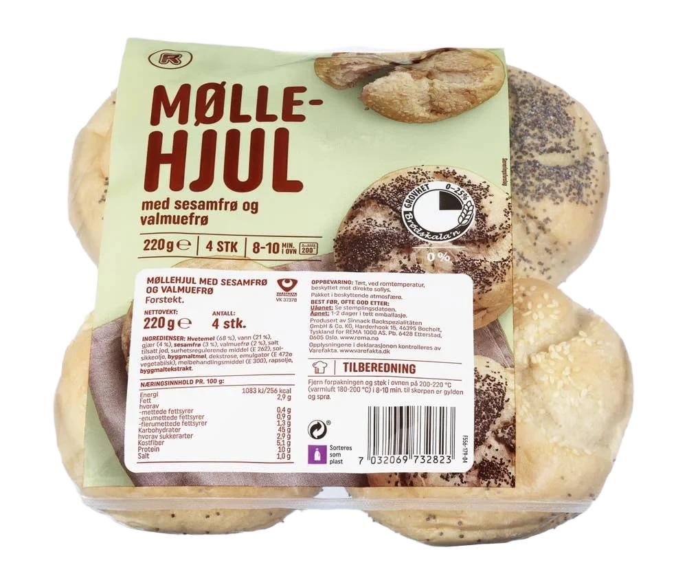 Møllehjul m/Sesamfrø og Valmuefrø 220g R