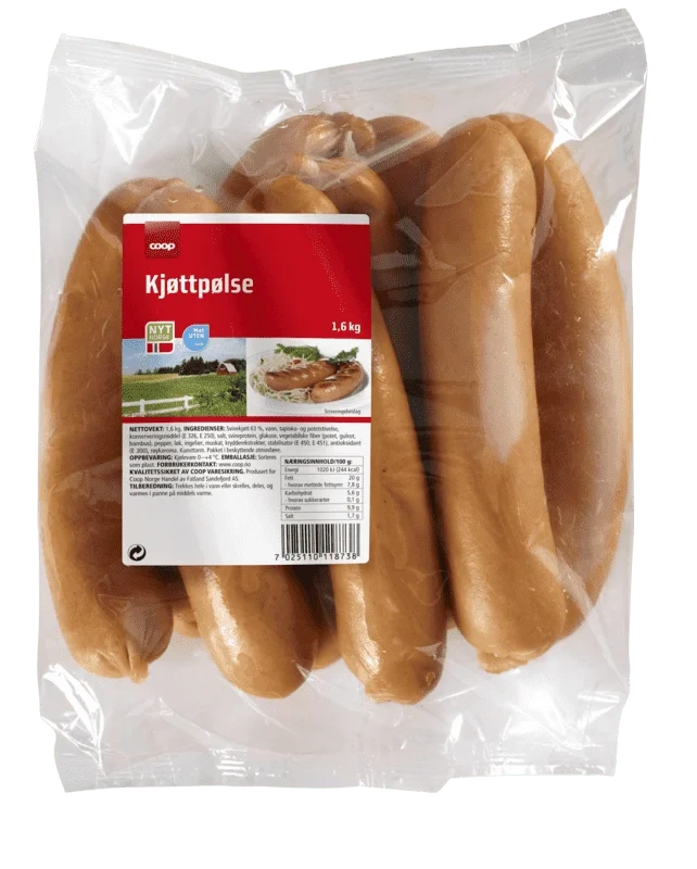 Coop Kjøttpølser med Skinn ca 1,6kg