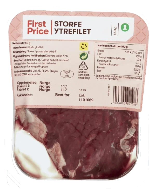 Storfe Ytrefilet 150g First Price