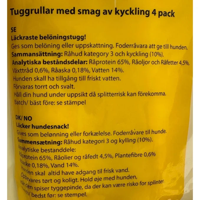 Hund Tuggpinnar Kyckling