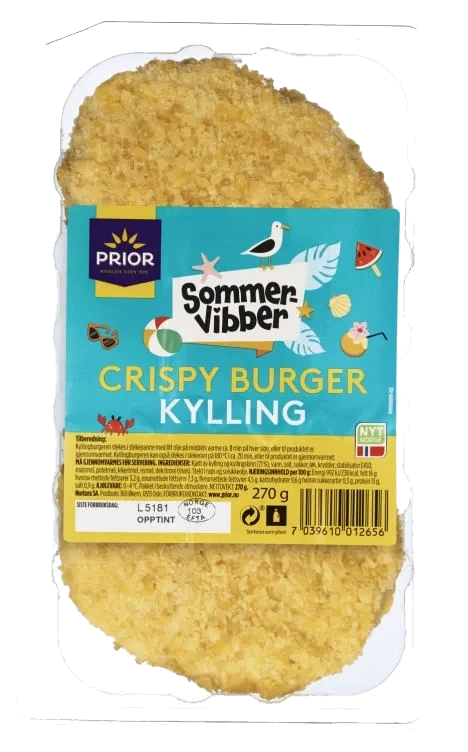 Crispy Burger Av Kylling 270g Prior
