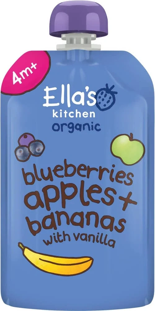 Puré Blåbär, Äpple & Banan 4M EKO
