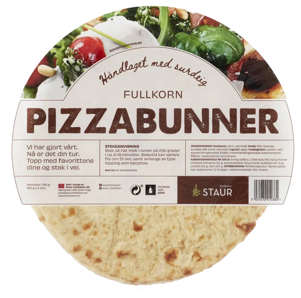 Pizzabunn fullkorn ca 29cm