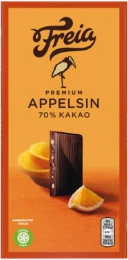 Premium Mørk Tynn 70% Appelsin 100g Freia