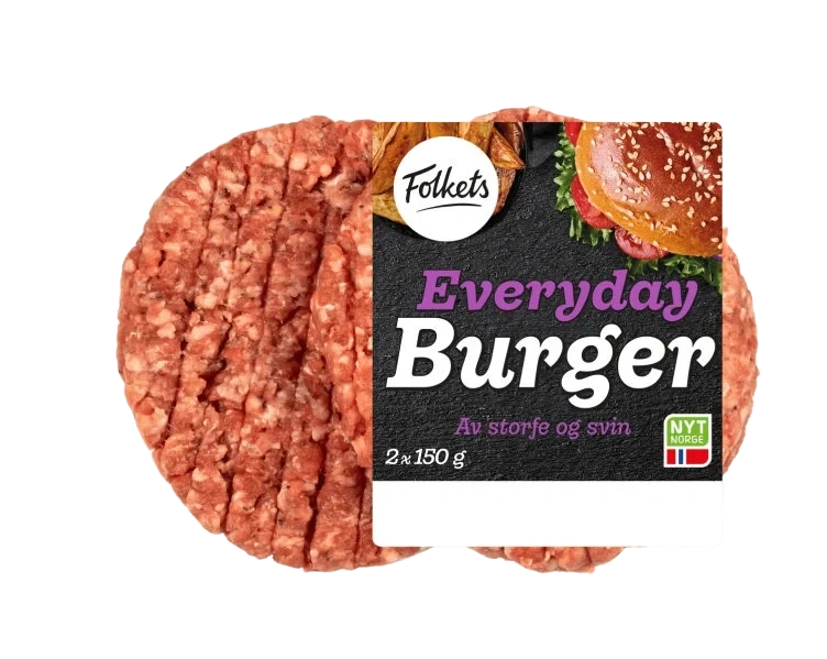 Everyday Burger Storfe&Svin 2x150g Folkets
