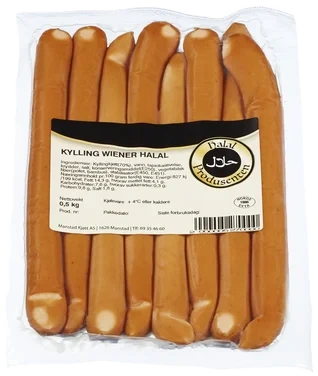 Kylling Wienerpølse 500g Halal Åkeberg Skoglunn