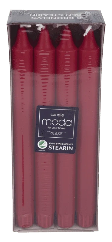 Moda Kronelys Stearin Rød 24cm 20pk