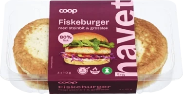 Fiskeburger Steinbit Gressløk 440g Coop
