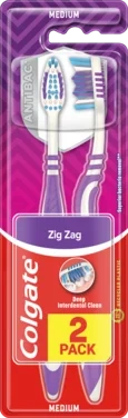 Colgate Zig Zag Antibac Medium Tannbørste 2pk