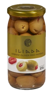 Grønne oliven Med paprika, 370 g