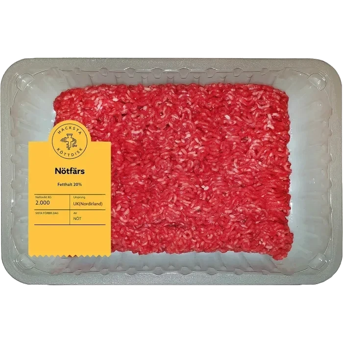 Nötfärs Färsk 20% ca 2kg Storbrittanien Hacksta Köttdisk