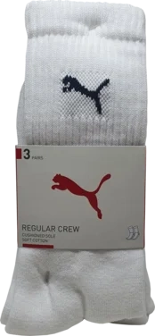 Puma Crew Sock 3pk Hvit 43/46