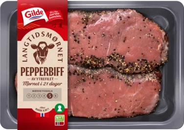 Storfe Pepperbiff L.mør Skivet 365g Pk