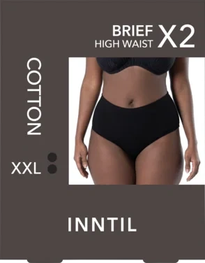 Women's High Waist Brief, 2-pk, Black, Xxl